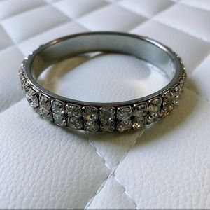 Diamond Studded Silver Infinity Bangle Bracelet Costume Jewelry Chunky